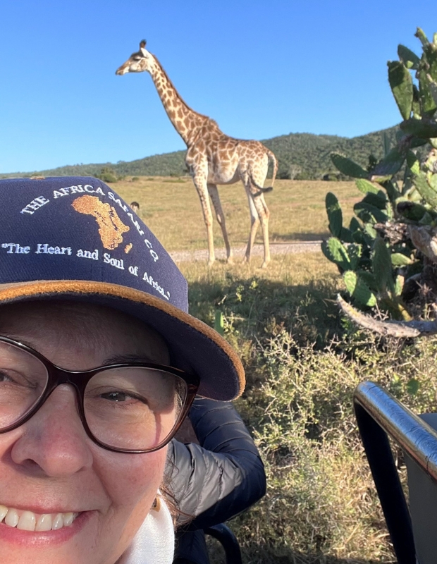 Cathy with Giraffe